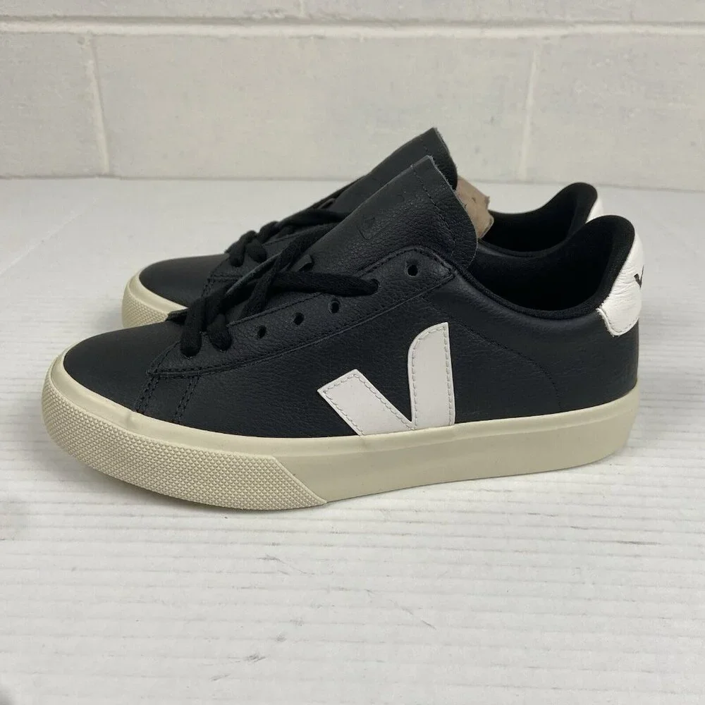 NEW Veja Women's Campo Chromefree Leather Sneakers CPO501215A370 Black/White NIB - Picture 6 of 11